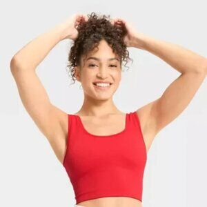 NEW Women's Seamless Square Neck Cropped Tank Top - All In Motion™ Red 4X